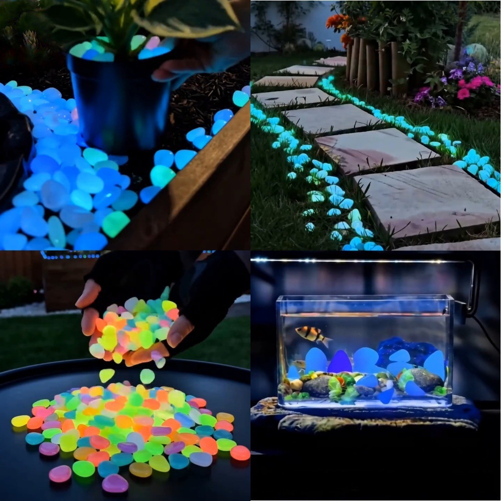 Planted Aquarium With Fish - カラフルな暗闇で光る発光石、庭石、屋外庭園通路、水槽、鉢植えの装飾用