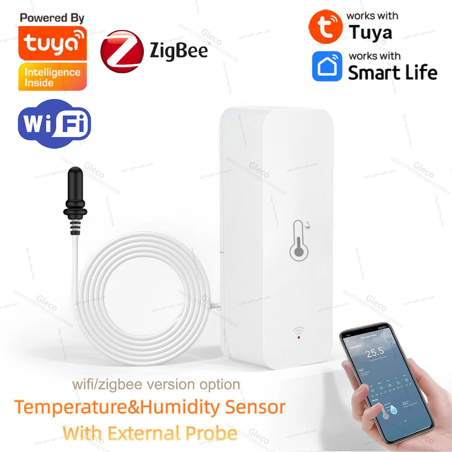 Aquarium Planting - Tuya Wifi Zigbee 温度と湿度センサー 外部プローブ付き スマートライフ湿度計