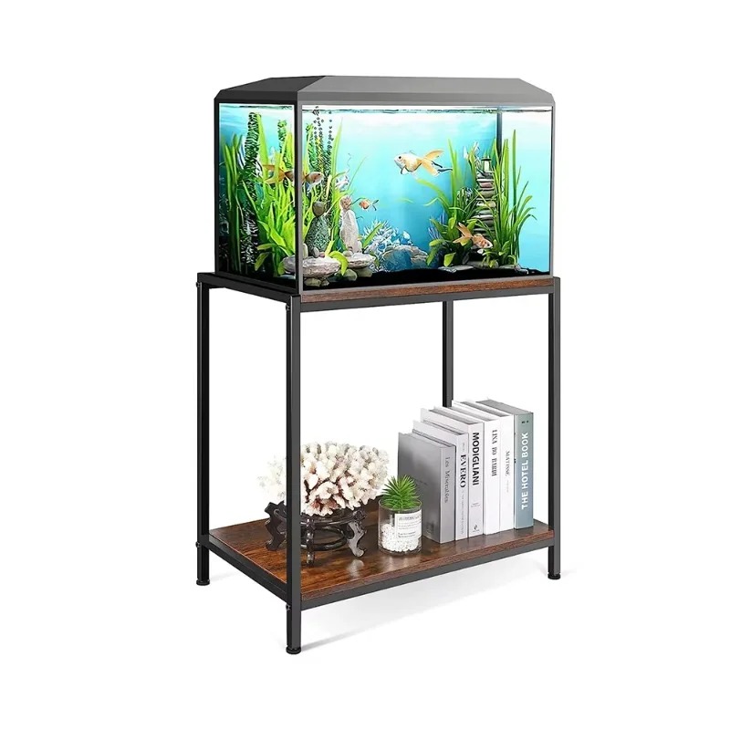 Aquarium Plant Factory - 水槽アクセサリー工場製の頑丈な金属フレームの水槽スタンド、多層棚付きで植物の展示や小型水槽の支持に最適です。