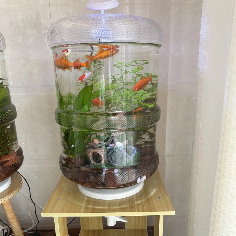 Aquarium Planted Tank Setup - インスタントセットアップホームフィッシュタンク30x30cmプラスチック製クリエイティブウォーターバケット水槽ワンクリック水替え機能付き