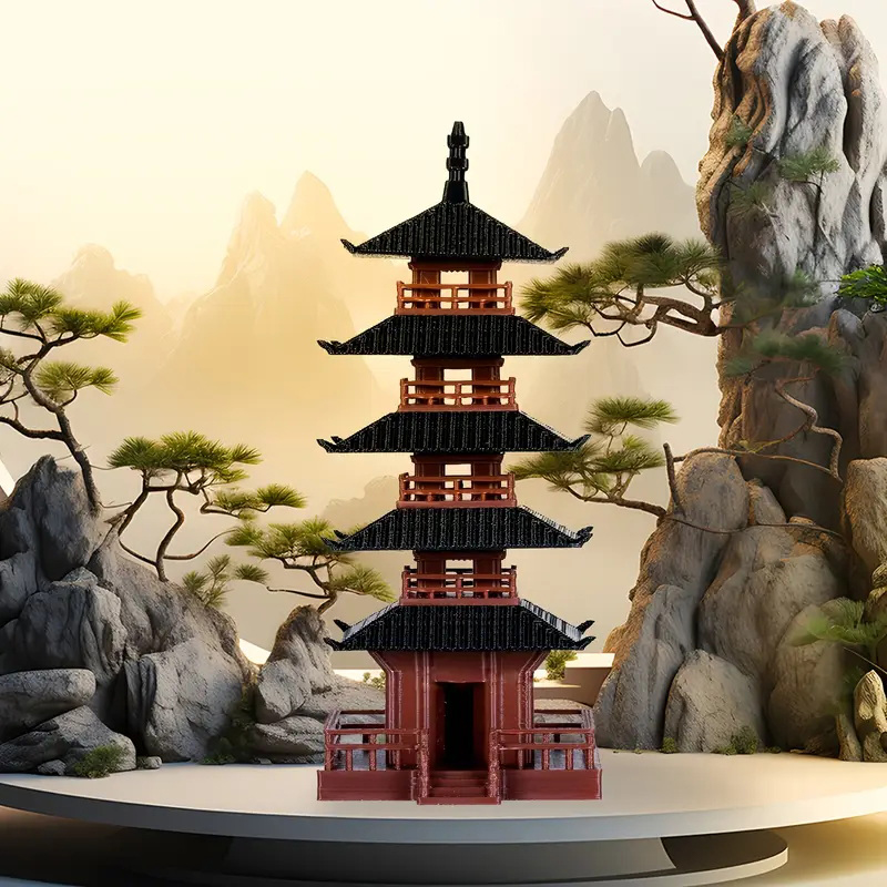 庭の水族館盆栽装飾ミニ塔像中国古代建物モデルパビリオン装飾シ - Aquarium Planting のレビューと価格